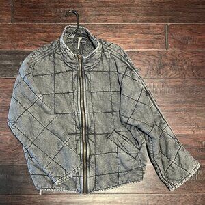Free People Dolman Oversized Quilted Knit Jacket, XS, Grey